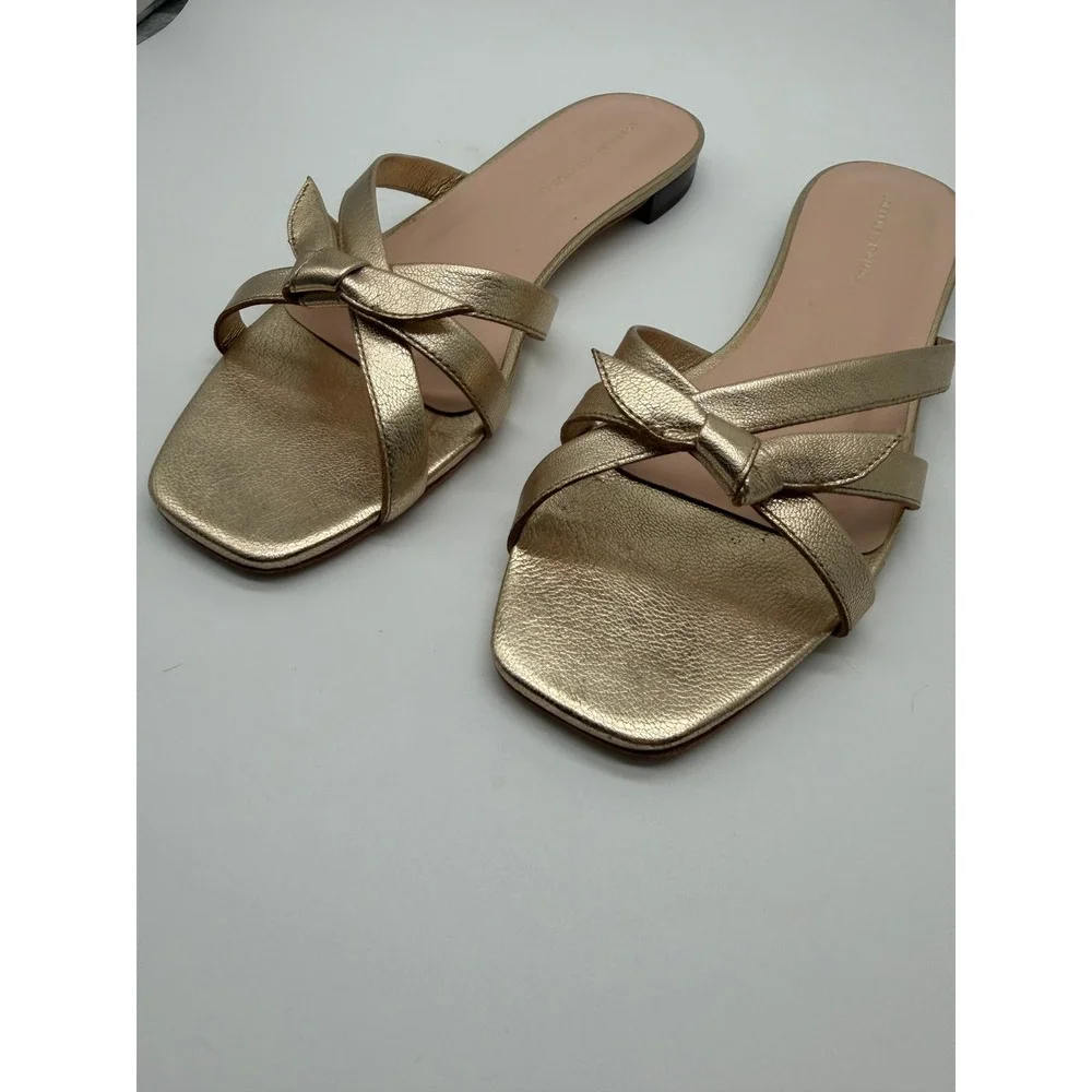 Loeffler Randall Women's Bow Sandals Daphne Slides 9.5 10 B Champagne Gold